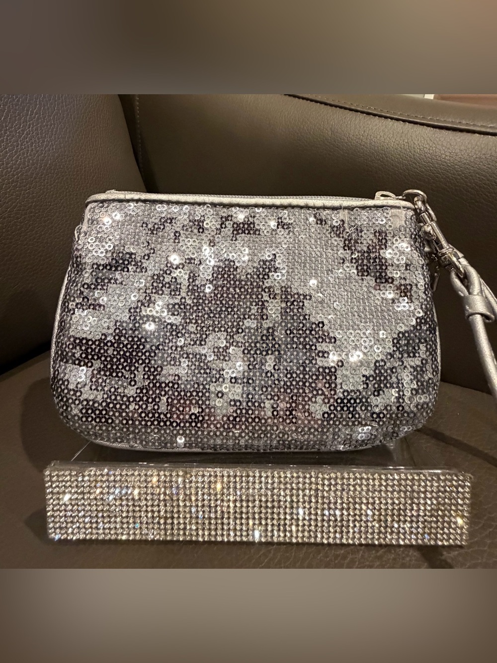Coach Silver Sequin Wristlet - Picture 2 of 7